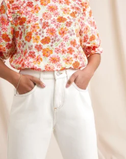 Anise Lily Ecru Undyded Crop Flare Jeans| Ecru -Cheap Wovinity Store w01vk035799w