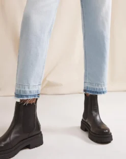 Anise Marguarite Bleach Wash Release Hem Straight Leg Jean| Bleach Wash -Cheap Wovinity Store w01vk073757w