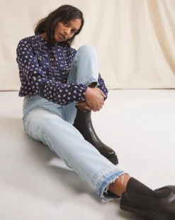 Anise Marguarite Bleach Wash Release Hem Straight Leg Jean| Bleach Wash