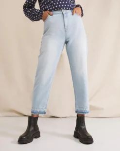 Anise Marguarite Bleach Wash Release Hem Straight Leg Jean| Bleach Wash -Cheap Wovinity Store w01vk073760w