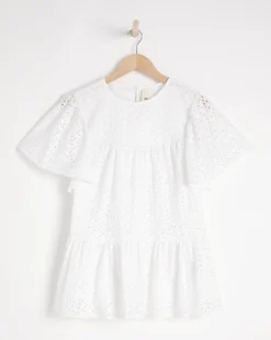 Anise Daphne White Broderie Peplum Hem Top| White -Cheap Wovinity Store w01vk077745s