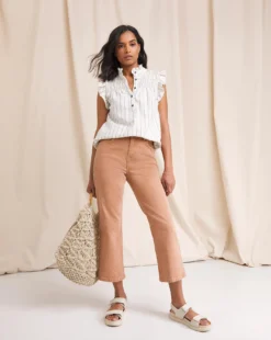 Anise Lily Baked Pink Crop Flare Jeans| Baked Pink