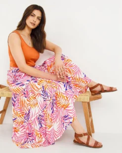 Julipa Crinkle Palm Tree Skirt| Palm Print