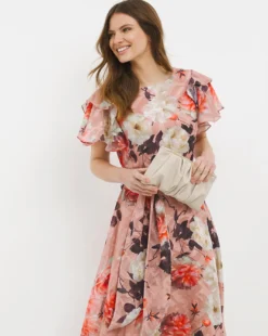 Joanna Hope Frill Sleeve Printed Midi Dress| Blush Print 6 Joanna Hope Frill Sleeve Printed Midi Dress| Blush Print -Cheap Wovinity Store w07wi201746w