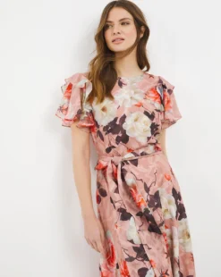 Joanna Hope Frill Sleeve Printed Midi Dress| Blush Print 7 Joanna Hope Frill Sleeve Printed Midi Dress| Blush Print -Cheap Wovinity Store w07wi201747w
