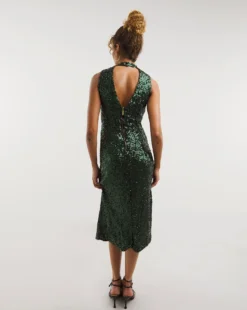 Closet London Sequin V-Back Dress| Green -Cheap Wovinity Store x01bo034745w