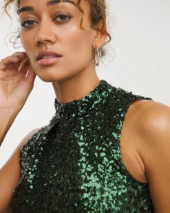 Closet London Sequin V-Back Dress| Green -Cheap Wovinity Store x01bo034747w