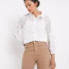 White Long Volume Sleeve Broderie Shirt| White