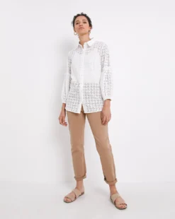 White Long Volume Sleeve Broderie Shirt| White 7 White Long Volume Sleeve Broderie Shirt| White -Cheap Wovinity Store x01ch971754w