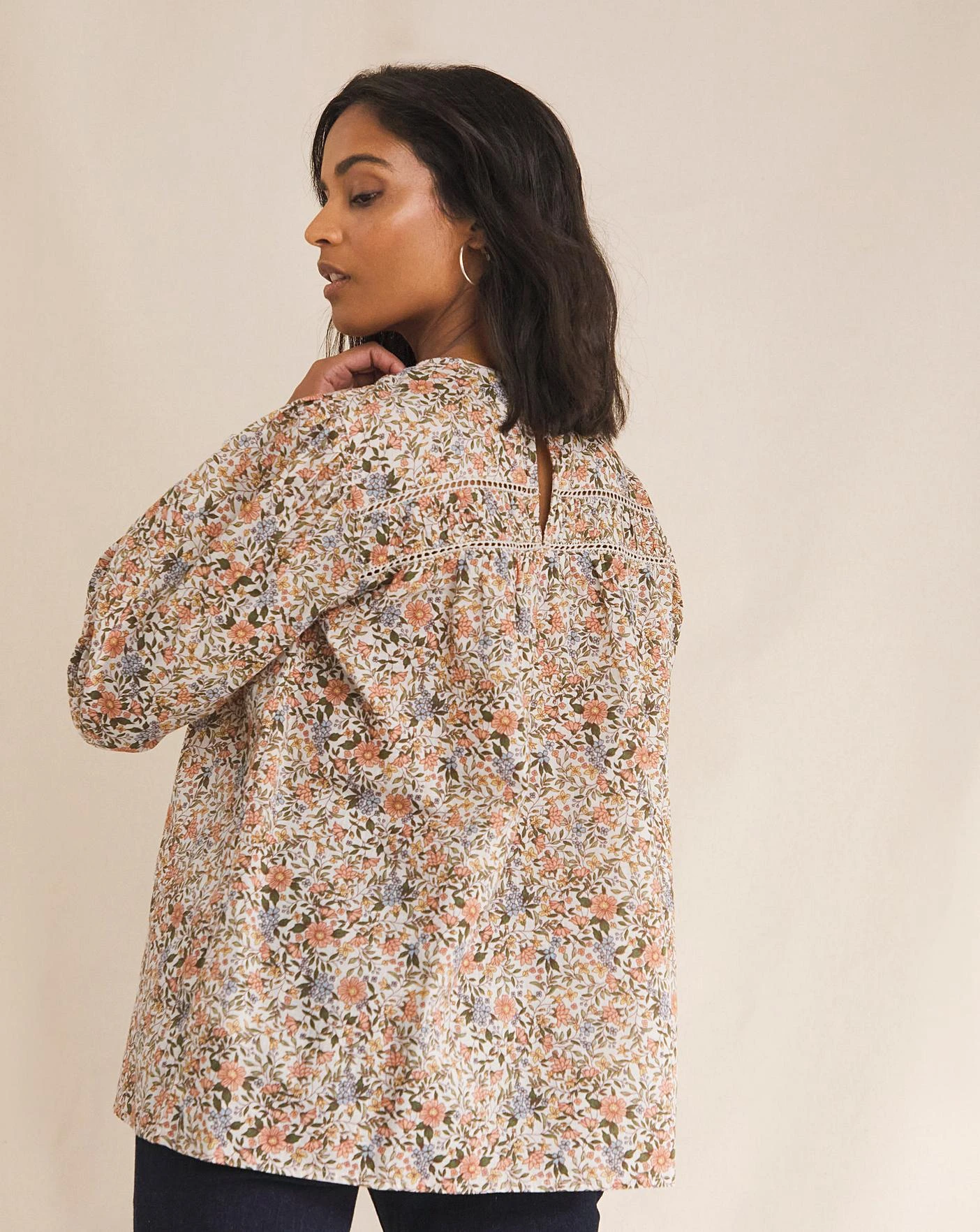 Anise Charlotte Floral Print Ladder Trim Blouse| Multi Coloured Floral 2 Anise Charlotte Floral Print Ladder Trim Blouse| Multi Coloured Floral - Image 2