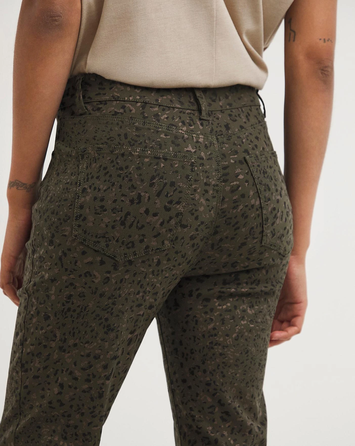 Khaki Coated Leopard Slim Jeans| Khaki 4 Khaki Coated Leopard Slim Jeans| Khaki - Image 4