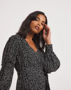 Printed Balloon Ruffle Sleeve Swing Dress| Mono Spot -Cheap Wovinity Store x01fh988756w