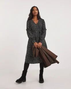 Printed Balloon Ruffle Sleeve Swing Dress| Mono Spot -Cheap Wovinity Store x01fh988758w