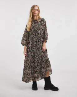 Georgette Button Through Smock Dress| Natural