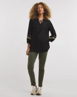 Joe Browns Embroidered Sleeve Blouse| Black