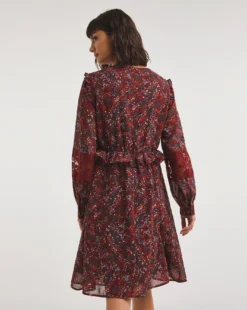 Joe Browns Short Flirty Chiffon Lace Insert Dress| Burgundy -Cheap Wovinity Store x01if042747w