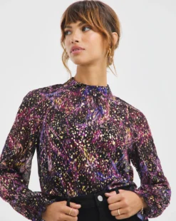 Joanna Hope Foil Print Blouse| Purple Print -Cheap Wovinity Store x01ii412733w