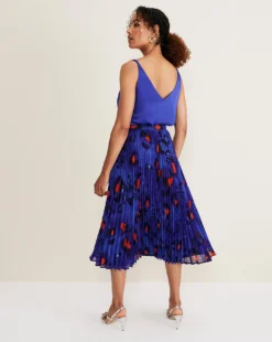 Phase Eight Clarisse Print Pleat Skirt| Blue Multi-coloured -Cheap Wovinity Store x01km629684s