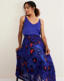 Phase Eight Clarisse Print Pleat Skirt| Blue Multi-coloured -Cheap Wovinity Store x01km629685s