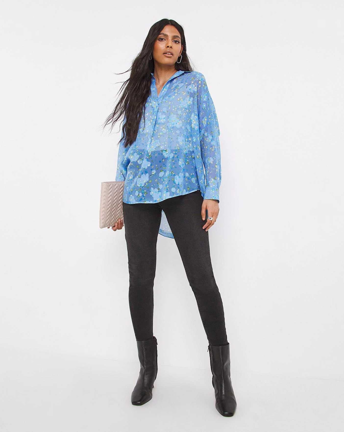 French Connection Ferna Bella Rhodes Popover Blouse| Blue Multi-coloured 4 French Connection Ferna Bella Rhodes Popover Blouse| Blue Multi-coloured - Image 4