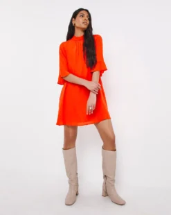 French Connection Evangeline Aracia Cupro Smock Dress| Orange -Cheap Wovinity Store x01km862760w