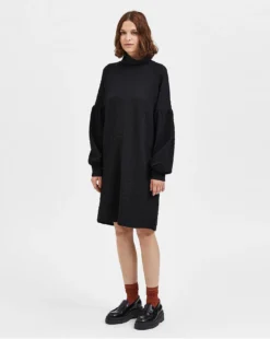 Cheap Wovinity Store 23 Selected Femme High Neck Mini Dress| Black