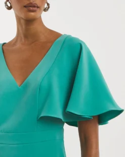 Joanna Hope Green Angel Sleeve Midi Dress| Green -Cheap Wovinity Store x01ow443742w