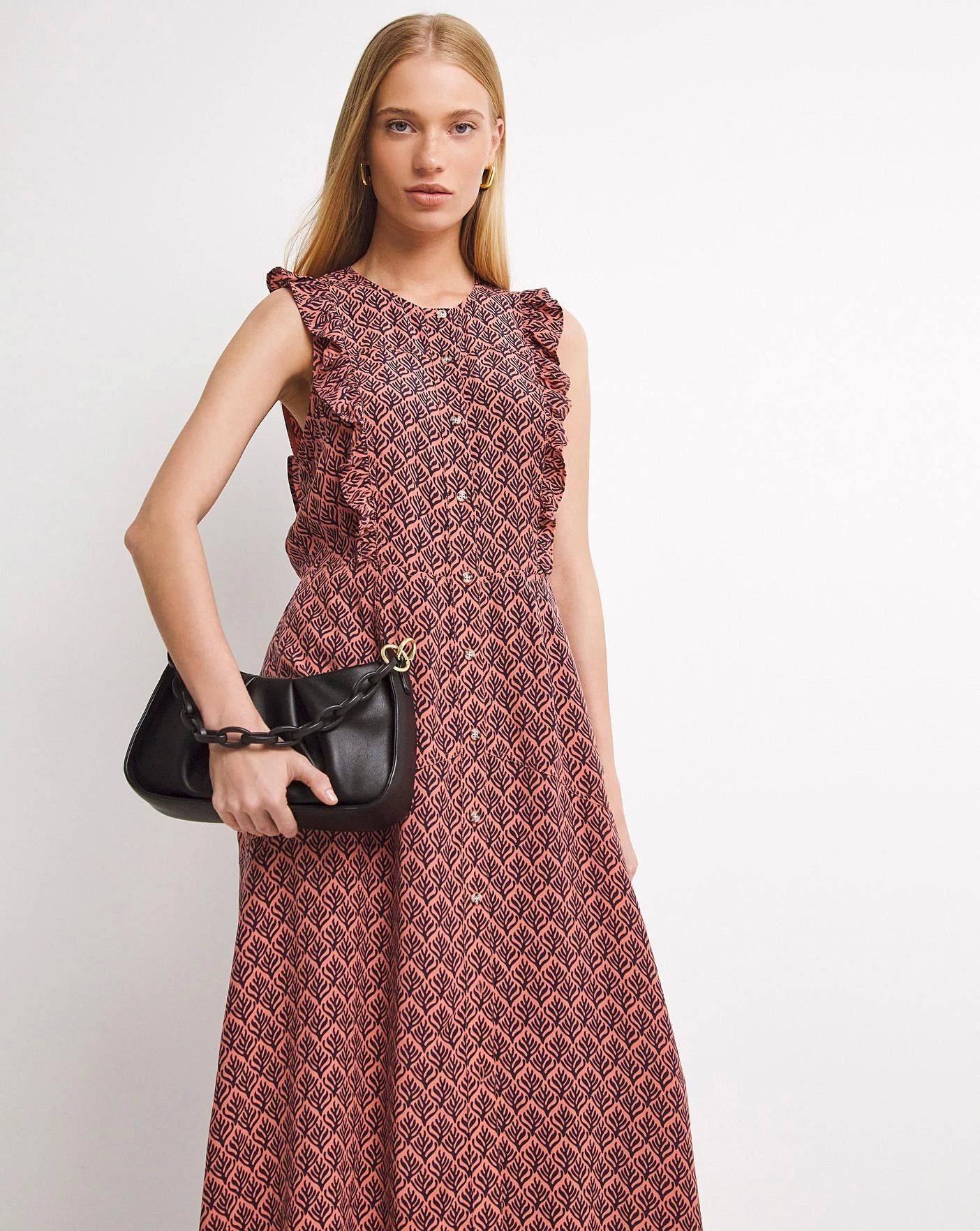 Whistles Sea Tree Print Tie Front Midi Dress| Multi 1 Whistles Sea Tree Print Tie Front Midi Dress| Multi