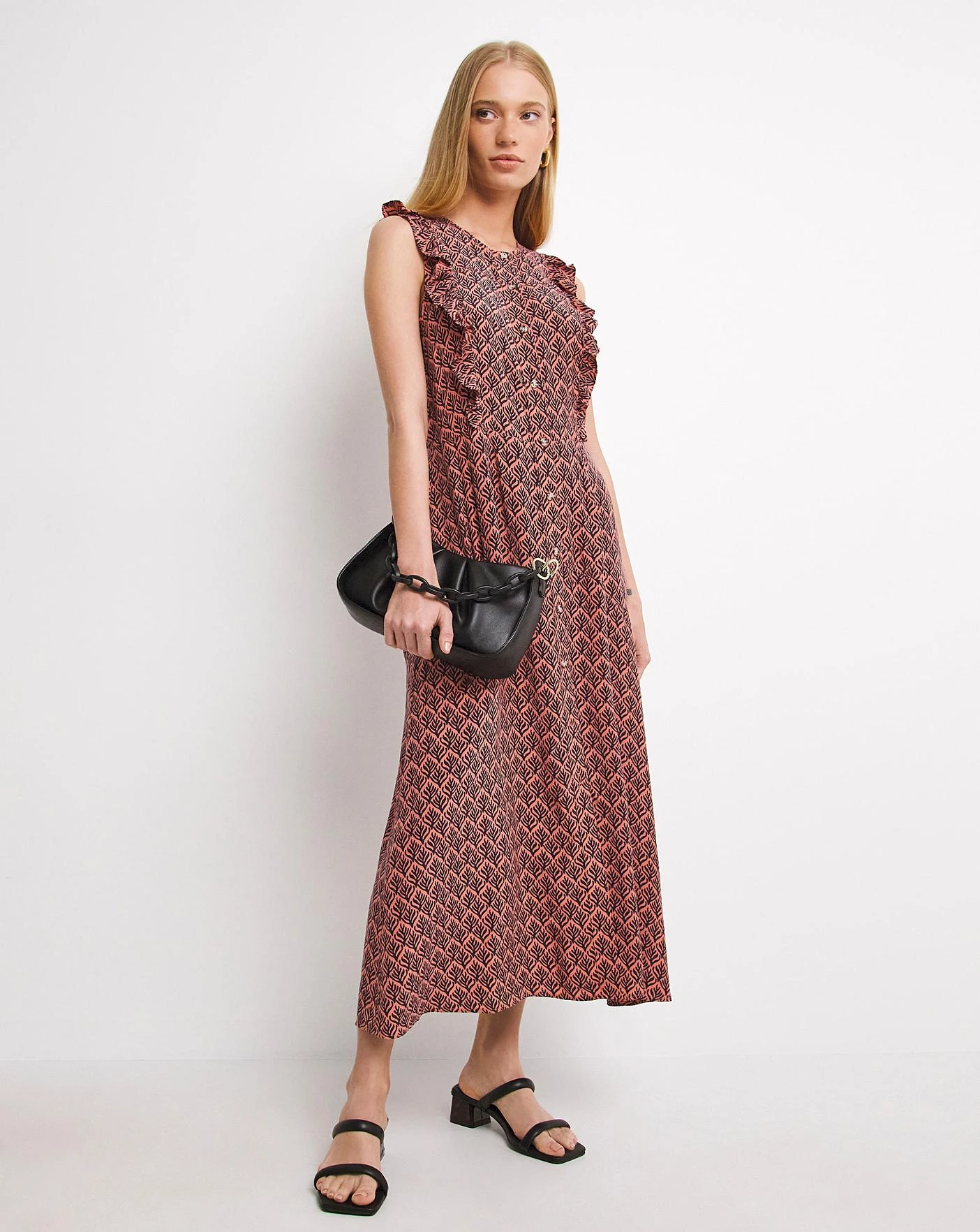 Whistles Sea Tree Print Tie Front Midi Dress| Multi 3 Whistles Sea Tree Print Tie Front Midi Dress| Multi - Image 3