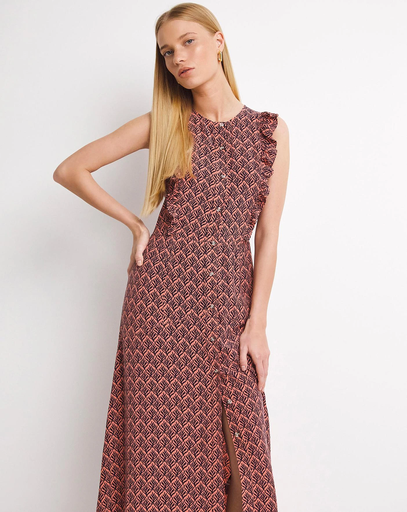 Whistles Sea Tree Print Tie Front Midi Dress| Multi 4 Whistles Sea Tree Print Tie Front Midi Dress| Multi - Image 4
