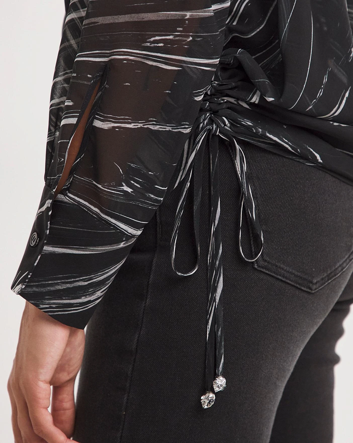 Religion Alabaster Stripe Blouse| Black 4 Religion Alabaster Stripe Blouse| Black - Image 4