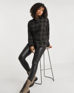 Camel Check Print Check Shirt| Check Print