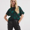 Green Print Longline Boxy Top| Green Print