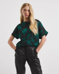 Green Print Longline Boxy Top| Green Print
