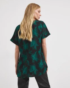 Green Print Longline Boxy Top| Green Print -Cheap Wovinity Store x01tu189731w