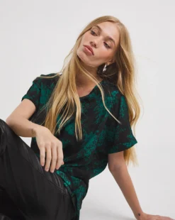 Green Print Longline Boxy Top| Green Print -Cheap Wovinity Store x01tu189732w