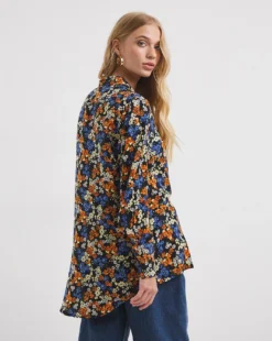 Floral Print Dipped Back Viscose Shirt| Floral Print -Cheap Wovinity Store x01tu194731w
