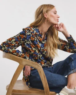 Floral Print Dipped Back Viscose Shirt| Floral Print -Cheap Wovinity Store x01tu194732w