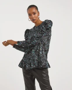 Multi Print Ruched Sleeve Top| Multi Coloured Print