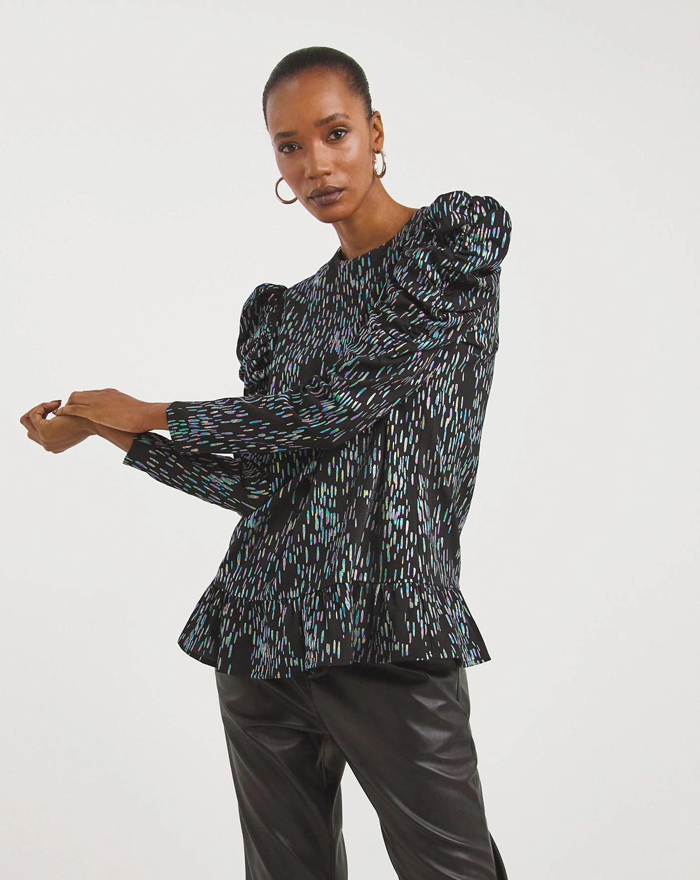 Multi Print Ruched Sleeve Top| Multi Coloured Print 1 Multi Print Ruched Sleeve Top| Multi Coloured Print