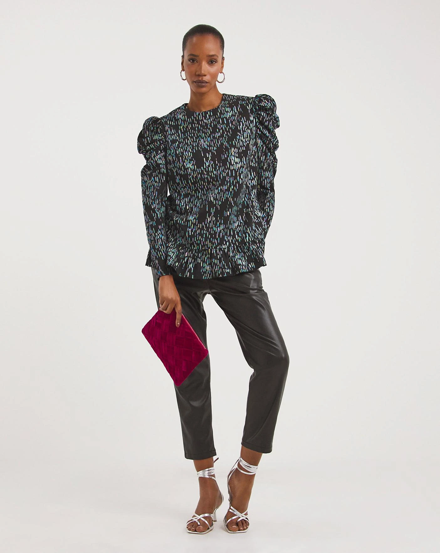 Multi Print Ruched Sleeve Top| Multi Coloured Print 4 Multi Print Ruched Sleeve Top| Multi Coloured Print - Image 4