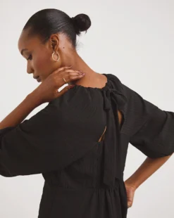 Black Exposed Back Textured Swing Top| Black -Cheap Wovinity Store x01tu297722w