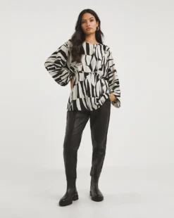 Mono Print Balloon Sleeve Tea Blouse| Mono Print 7 Mono Print Balloon Sleeve Tea Blouse| Mono Print -Cheap Wovinity Store x01tu530708w