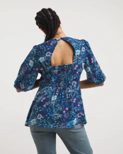 Multi Print Tea Blouse With Exposed Back| Multi Print -Cheap Wovinity Store x01tu837728w
