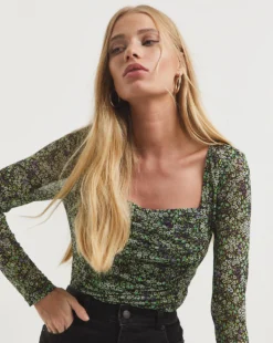 Whistles Floral Ruched Square Neck Top| Multi -Cheap Wovinity Store x01uv214736w