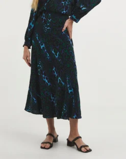Whistles Nightcat Bias Cut Skirt| Blue Multi-coloured -Cheap Wovinity Store x01uv275736w