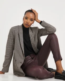 Aubergine Coated Slim Leg Jeans| Aubergine