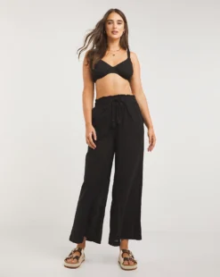 Cotton Beach Trousers| Black