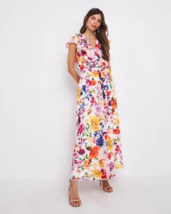 Joanna Hope Floral Wrap Maxi Dress| Multi