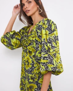 Joanna Hope Satin Balloon Sleeve Blouse| Print